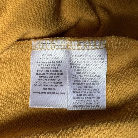 Junk Food Women's Small S Yellow Cropped Sweatshirt Lightning Bolt Print Raw Hem - Picture 7 of 11